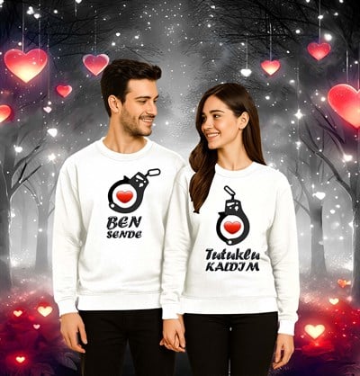 Unisex Sevgililer günü Baskılı yetişkin Swaetshirt 3 İplik Şardonlu