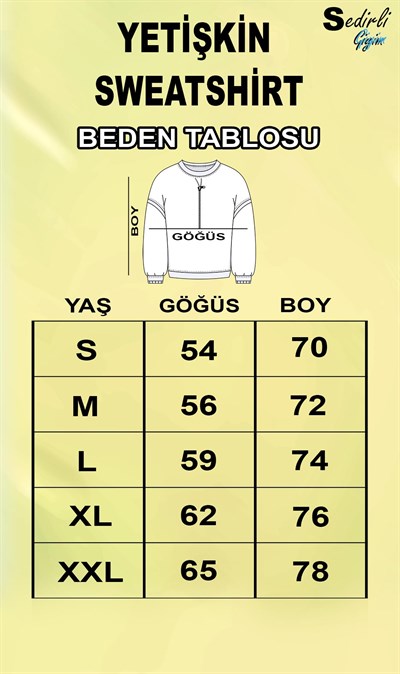 Unisex Sevgililer günü Baskılı yetişkin Swaetshirt 3 İplik Şardonlu