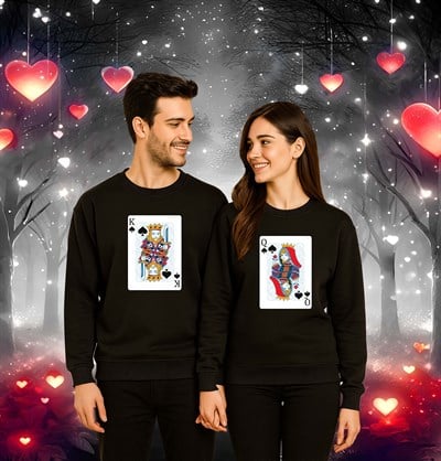 Unisex Sevgililer günü Baskılı yetişkin Swaetshirt 3 İplik Şardonlu