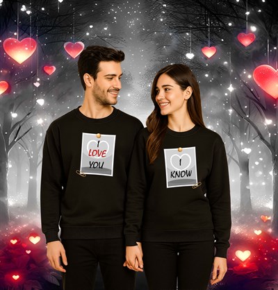 Unisex Sevgililer günü Baskılı yetişkin Swaetshirt 3 İplik Şardonlu