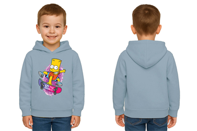 Unisex Simpson Baskılı Çocuk Swaetshirt Kapşonlu 3 İplik Şardonlu