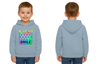 Unisex Smile Baskılı Çocuk Swaetshirt Kapşonlu 3 İplik Şardonlu