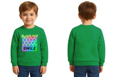Unisex Smile Baskılı Çocuk Swaetshirt 3 İplik Şardonlu
