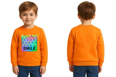 Unisex Smile Baskılı Çocuk Swaetshirt 3 İplik Şardonlu