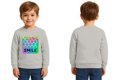 Unisex Smile Baskılı Çocuk Swaetshirt 3 İplik Şardonlu