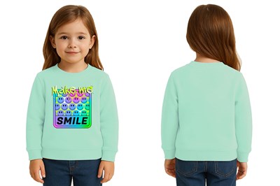 Unisex Smile Baskılı Çocuk Swaetshirt 3 İplik Şardonlu