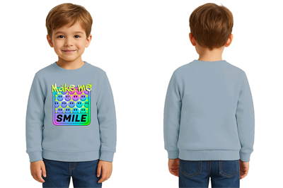 Unisex Smile Baskılı Çocuk Swaetshirt 3 İplik Şardonlu