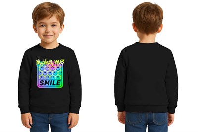 Unisex Smile Baskılı Çocuk Swaetshirt 3 İplik Şardonlu