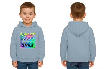 Unisex Smile Baskılı Çocuk Swaetshirt Kapşonlu 3 İplik Şardonlu