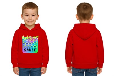 Unisex Smile Baskılı Çocuk Swaetshirt Kapşonlu 3 İplik Şardonlu
