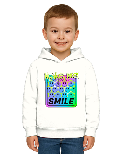 Unisex Smile Baskılı Çocuk Swaetshirt Kapşonlu 3 İplik Şardonlu