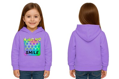 Unisex Smile Baskılı Çocuk Swaetshirt Kapşonlu 3 İplik Şardonlu