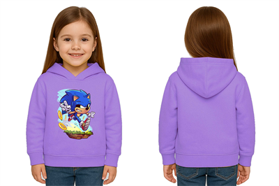 Unisex Sonic Baskılı Çocuk Swaetshirt Kapşonlu 3 İplik Şardonlu