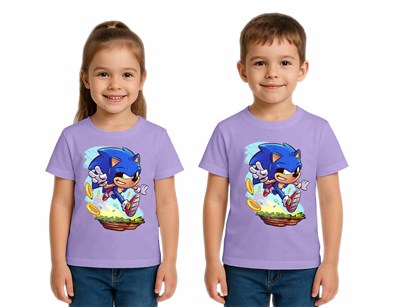 Unisex Sonic Baskılı Çocuk Tişört pamuklu penye kumaş