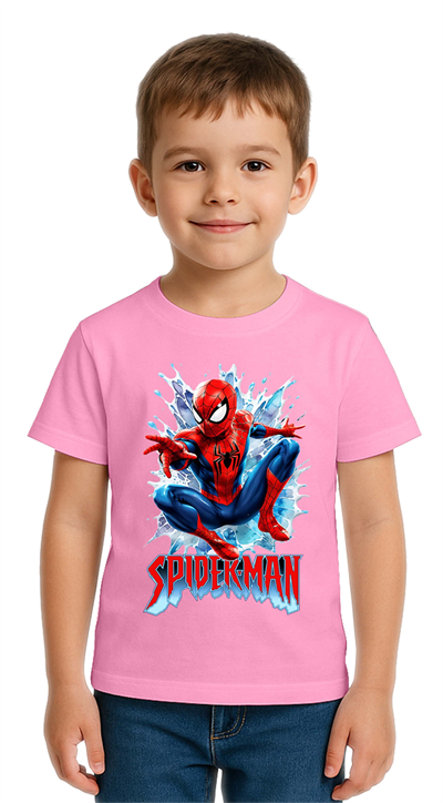 Unisex Spıderman baskılı Çocuk Tişört pamuklu penye kumaş