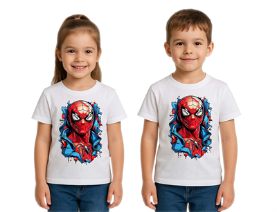 Unisex Spıderman baskılı Çocuk Tişört pamuklu penye kumaş