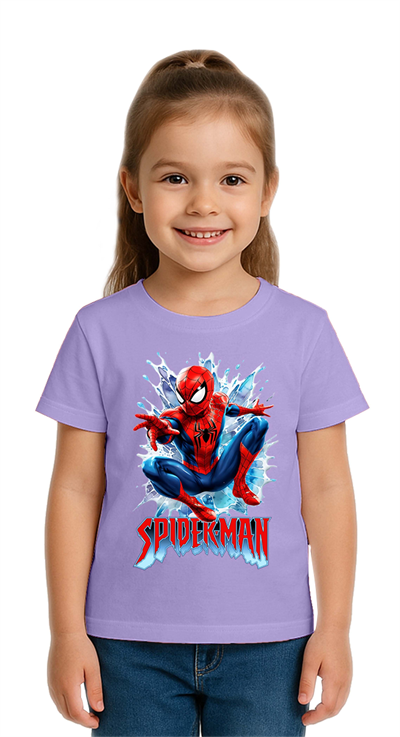Unisex Spıderman baskılı Çocuk Tişört pamuklu penye kumaş