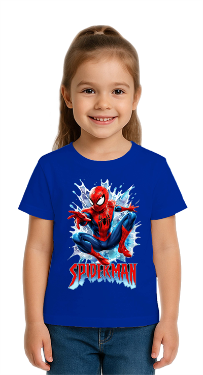 Unisex Spıderman baskılı Çocuk Tişört pamuklu penye kumaş