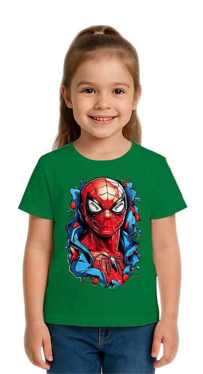 Unisex Spıderman baskılı Çocuk Tişört pamuklu penye kumaş