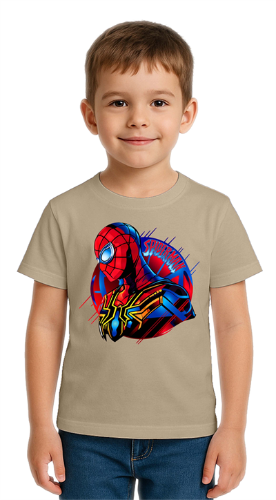 Unisex Spıderman baskılı Çocuk Tişört pamuklu penye kumaş