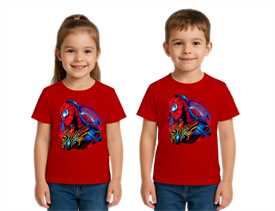 Unisex Spıderman baskılı Çocuk Tişört pamuklu penye kumaş