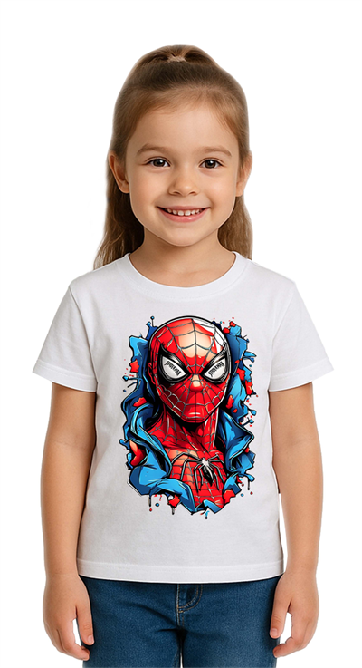 Unisex Spıderman baskılı Çocuk Tişört pamuklu penye kumaş