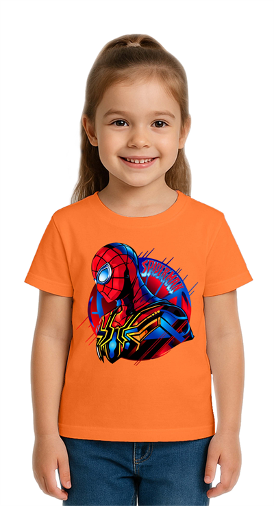 Unisex Spıderman baskılı Çocuk Tişört pamuklu penye kumaş