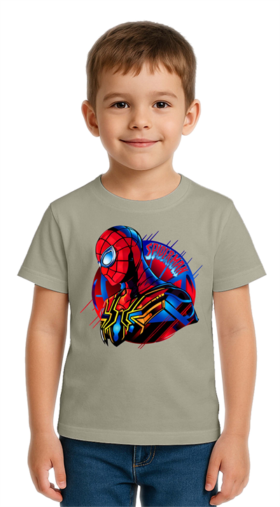 Unisex Spıderman baskılı Çocuk Tişört pamuklu penye kumaş
