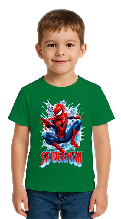Unisex Spıderman baskılı Çocuk Tişört pamuklu penye kumaş