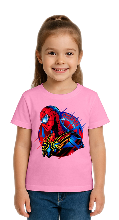 Unisex Spıderman baskılı Çocuk Tişört pamuklu penye kumaş