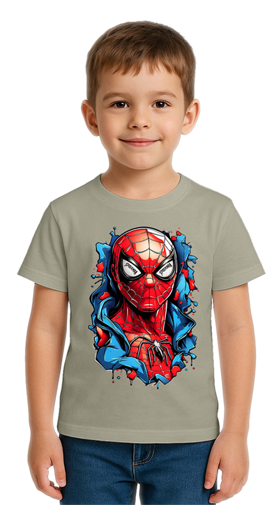Unisex Spıderman baskılı Çocuk Tişört pamuklu penye kumaş