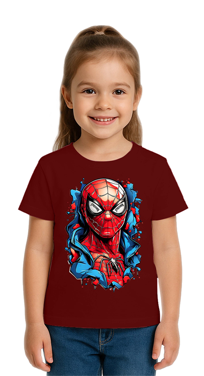 Unisex Spıderman baskılı Çocuk Tişört pamuklu penye kumaş