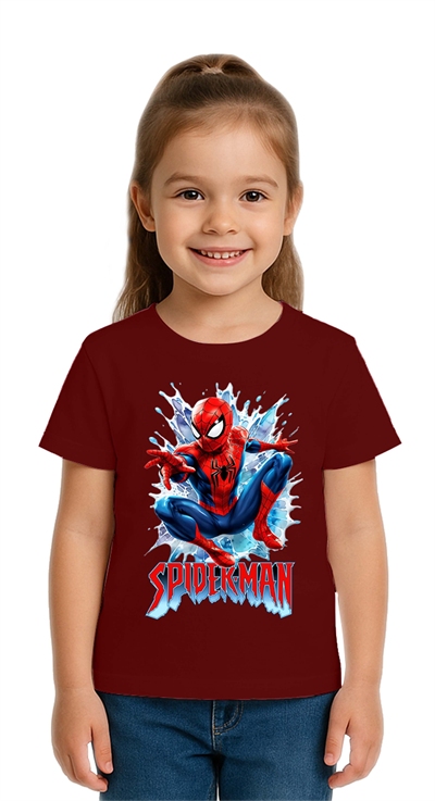 Unisex Spıderman baskılı Çocuk Tişört pamuklu penye kumaş