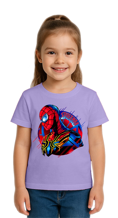 Unisex Spıderman baskılı Çocuk Tişört pamuklu penye kumaş