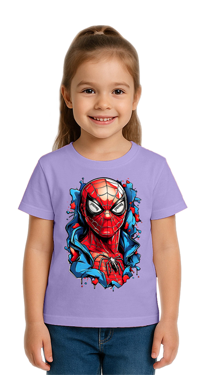 Unisex Spıderman baskılı Çocuk Tişört pamuklu penye kumaş