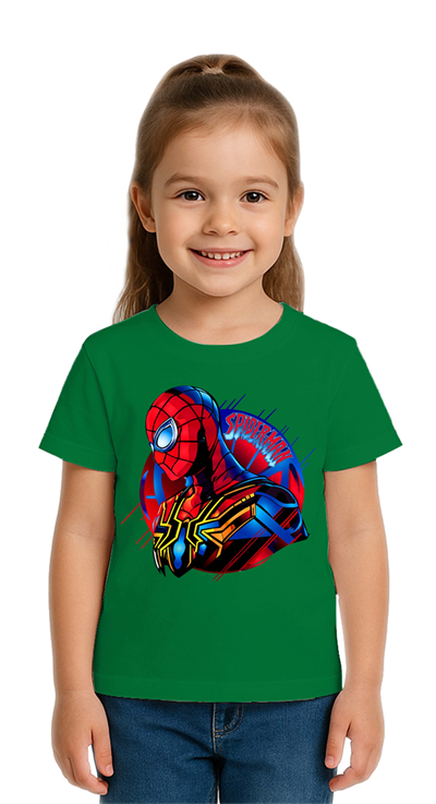 Unisex Spıderman baskılı Çocuk Tişört pamuklu penye kumaş