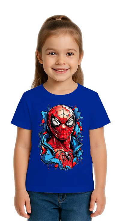Unisex Spıderman baskılı Çocuk Tişört pamuklu penye kumaş