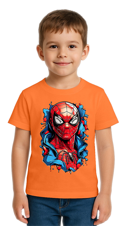 Unisex Spıderman baskılı Çocuk Tişört pamuklu penye kumaş