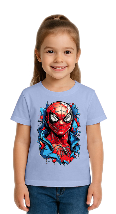Unisex Spıderman baskılı Çocuk Tişört pamuklu penye kumaş