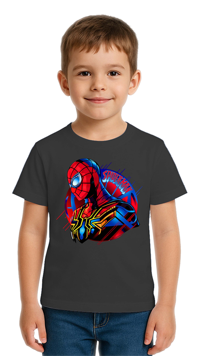 Unisex Spıderman baskılı Çocuk Tişört pamuklu penye kumaş