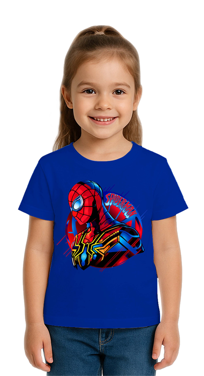 Unisex Spıderman baskılı Çocuk Tişört pamuklu penye kumaş