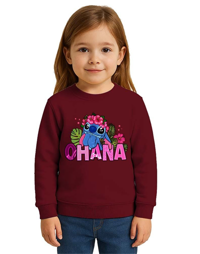 Unisex Stitch Baskılı Çocuk Swaetshirt 3 İplik Şardonlu