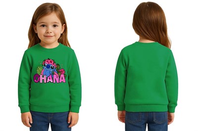 Unisex Stitch Baskılı Çocuk Swaetshirt 3 İplik Şardonlu