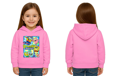 Unisex Sünger Bob Baskılı Çocuk Swaetshirt Kapşonlu 3 İplik Şardonlu
