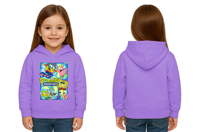 Unisex Sünger Bob Baskılı Çocuk Swaetshirt Kapşonlu 3 İplik Şardonlu