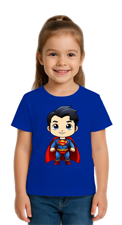 Unisex Superman Baskılı Çocuk Tişört pamuklu penye kumaş