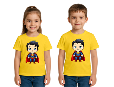 Unisex Superman Baskılı Çocuk Tişört pamuklu penye kumaş