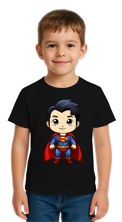 Unisex Superman Baskılı Çocuk Tişört pamuklu penye kumaş