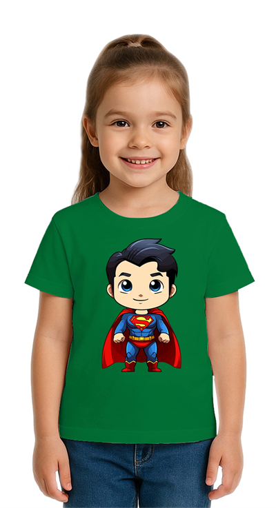 Unisex Superman Baskılı Çocuk Tişört pamuklu penye kumaş