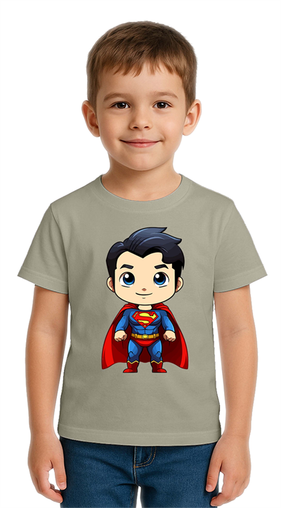 Unisex Superman Baskılı Çocuk Tişört pamuklu penye kumaş